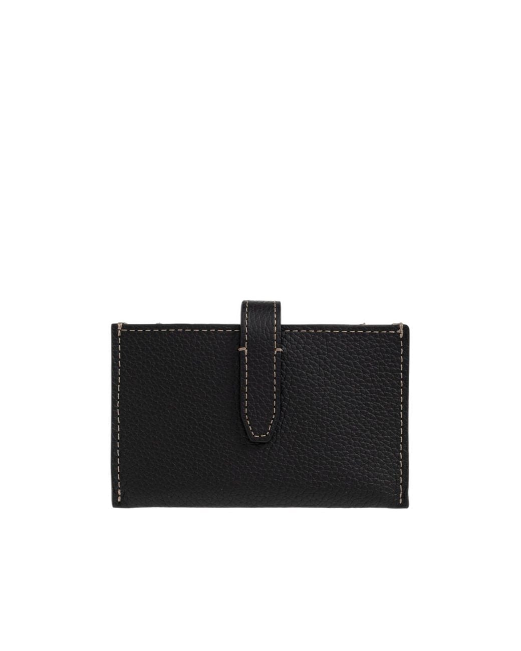 Tod's Black T Logo Flap Wallet
