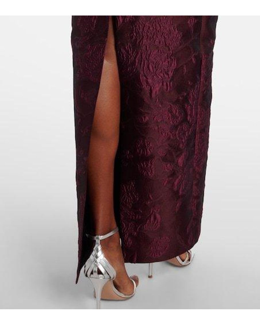 Emilia Wickstead Purple Micheline Floral Cloque Gown
