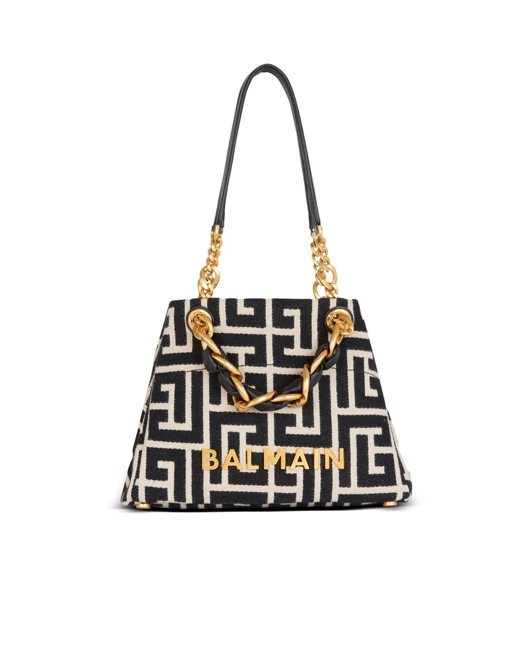 Balmain Black Small 1945 Soft Jacquard Tote Bag