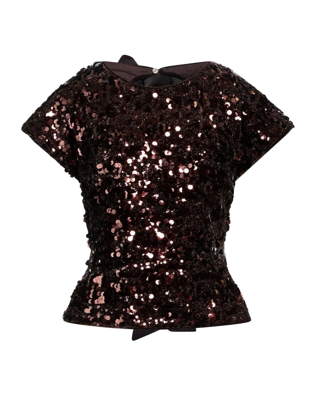 Ganni Black Solid-Color Short-Sleeved Top