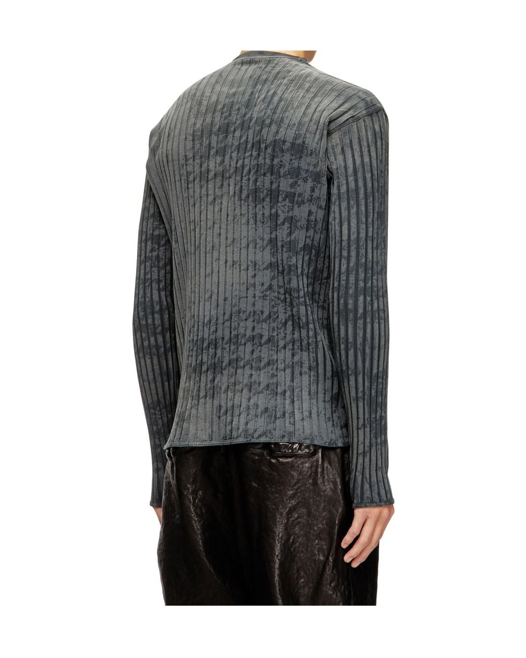 DIESEL Gray T-Ally-Pie Long Sleeved Ribbed Top for men