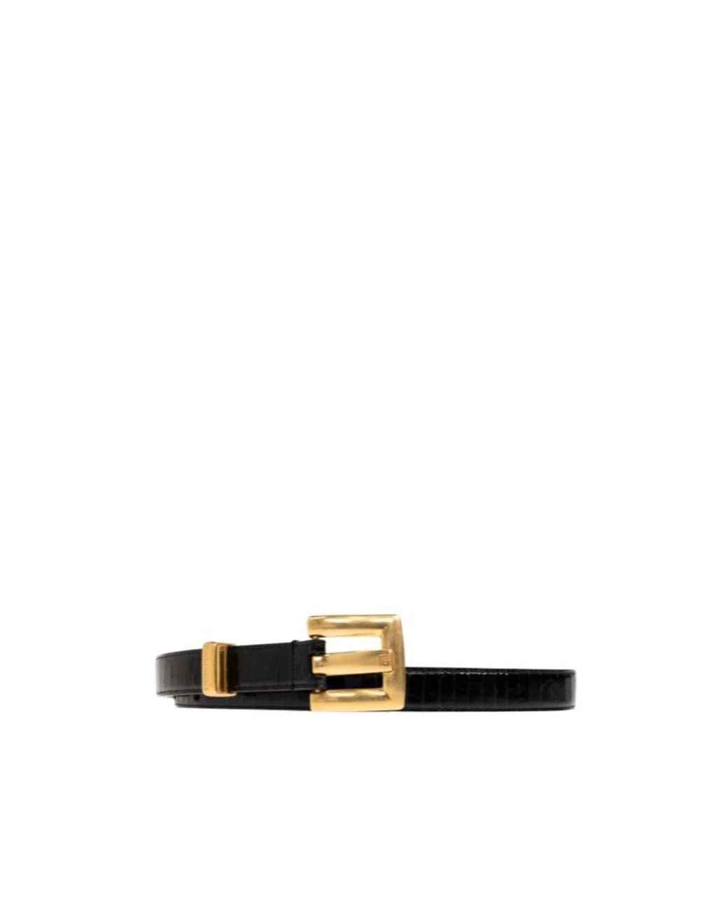 Balmain White Embossed Buckle Belt