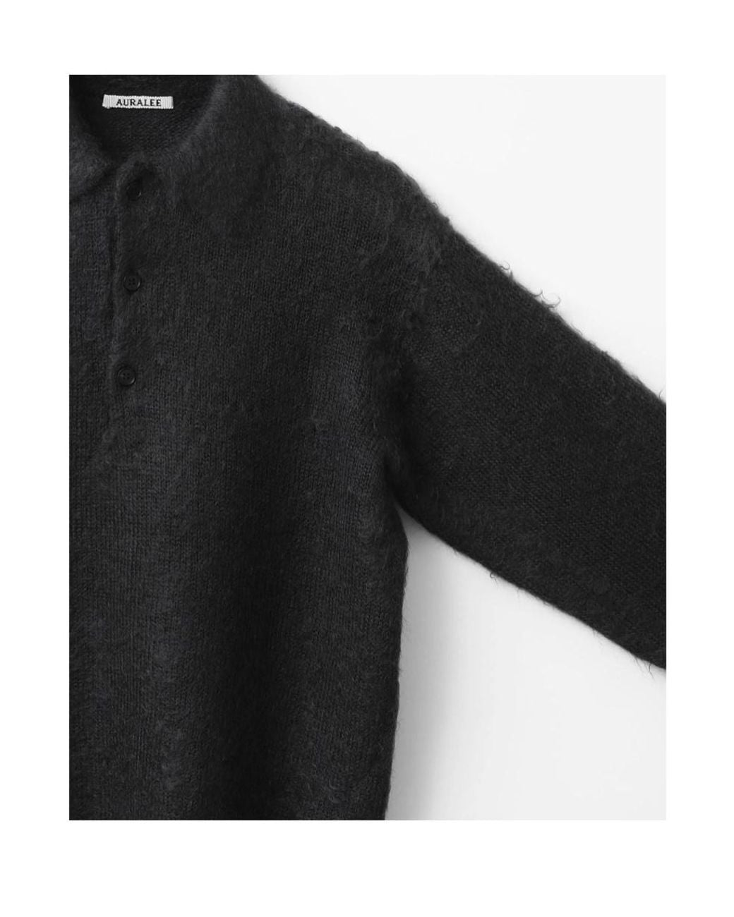 Auralee Black Long-Sleeve Polo-Collar Sweater for men