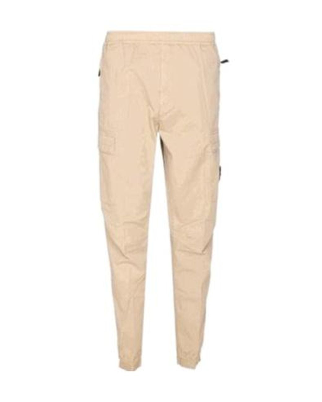 Stone Island Natural Cargo-Pocket Cuffed Trousers for men