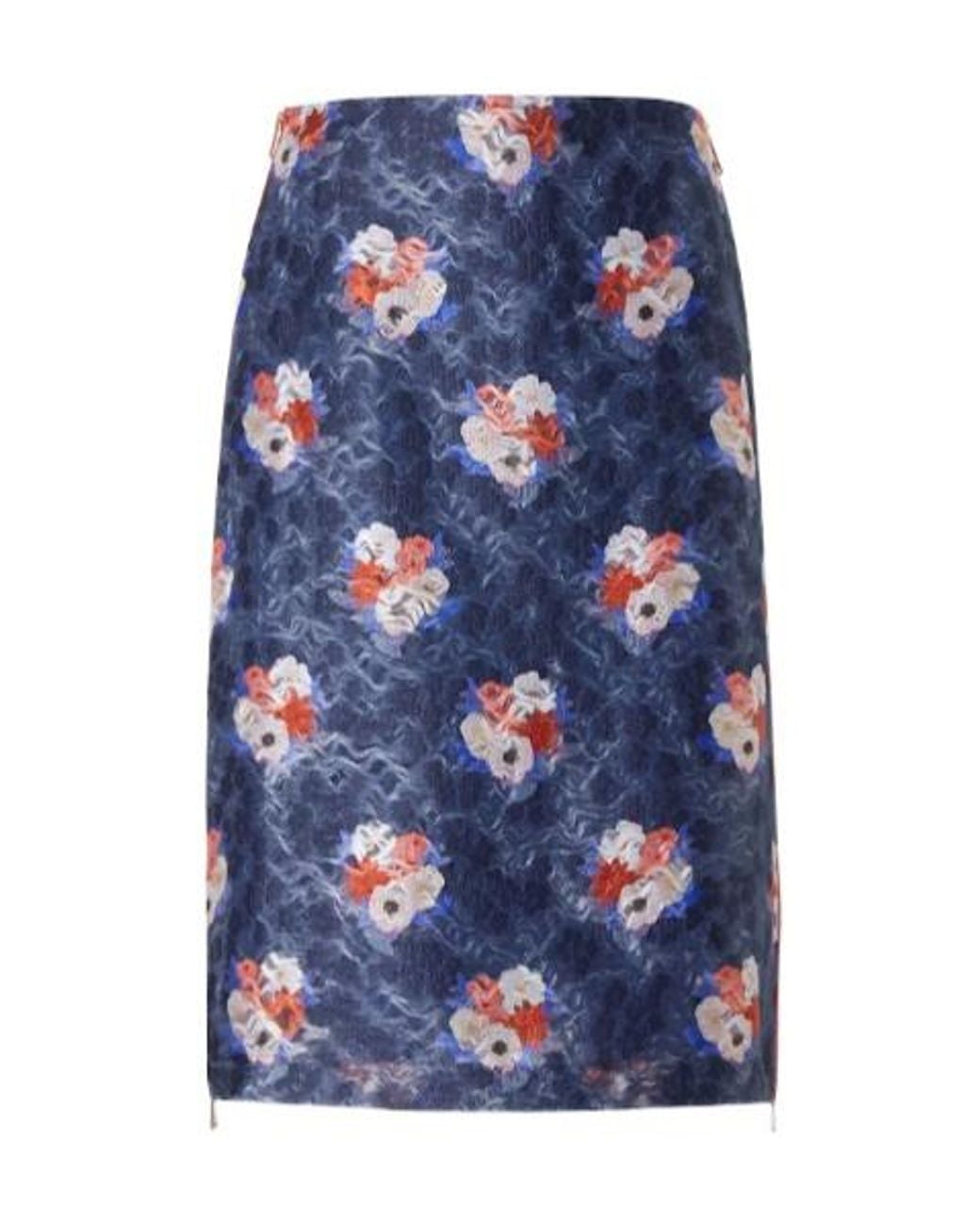Fendi Blue Dark Organza Lace Skirt