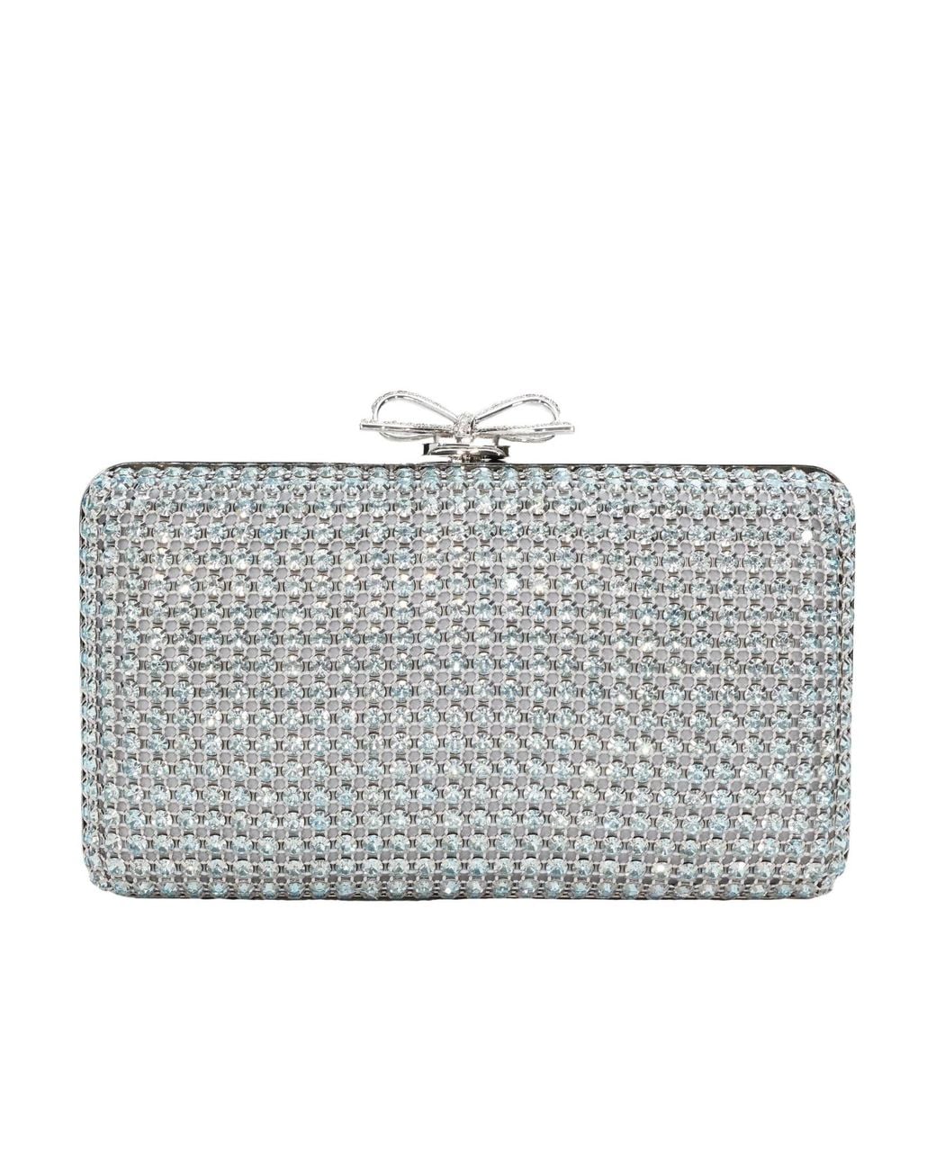 Self-Portrait Gray Embellished Chainmail Clutch Bag