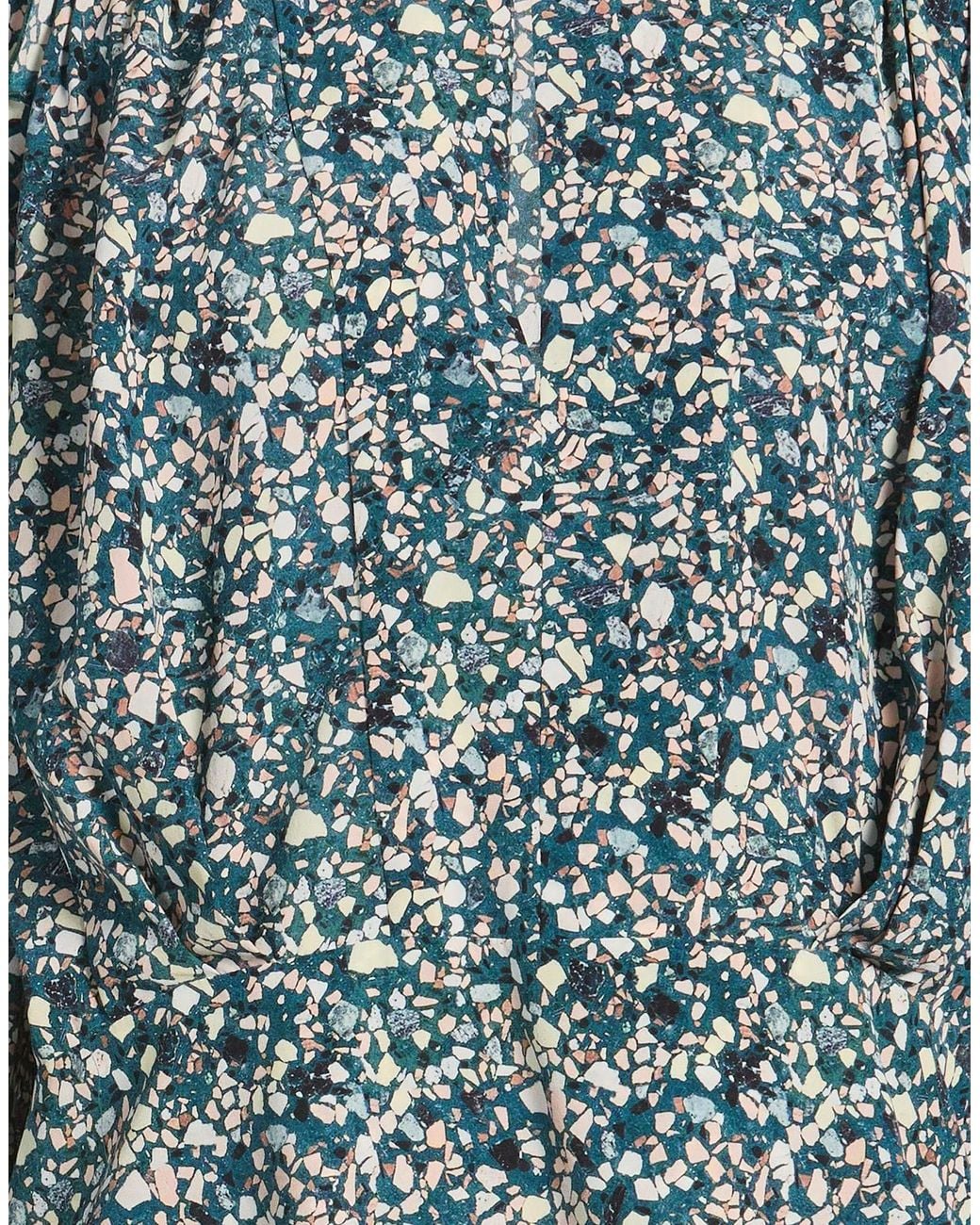 Isabel Marant Blue Multi-Color Crew Neck Stretch Blouse