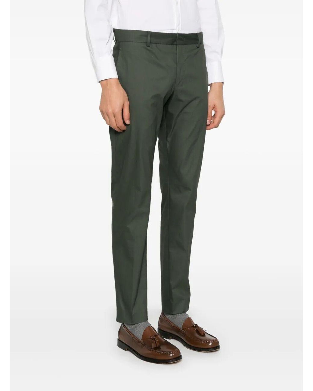 PT01 Gray Mid-Rise Tapered Chinos for men