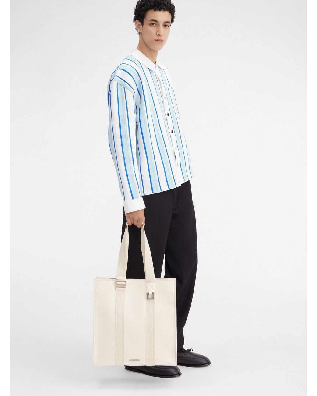 Jacquemus White Le Cabas Cuerda Logo Plaque Tote Bag for men