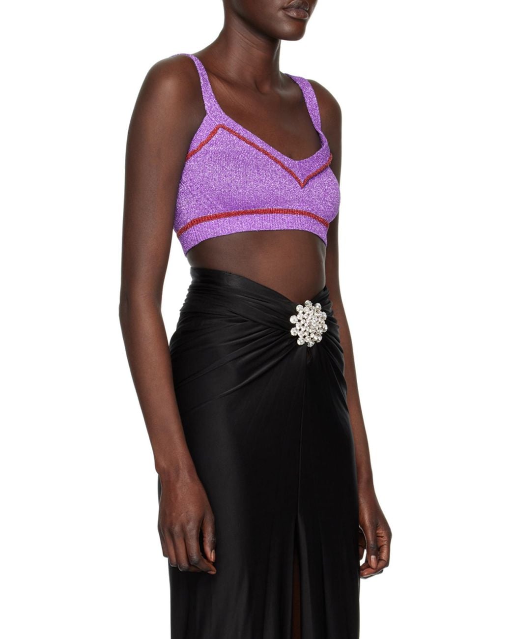 Rabanne Purple Metallic Knit Cropped Top