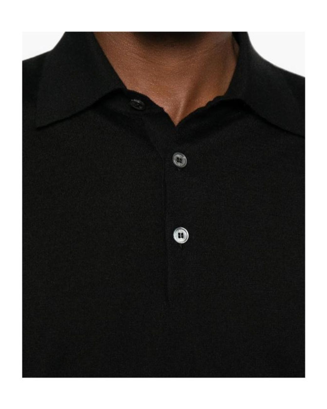 Fedeli Black Long-Sleeve Polo Sweater for men