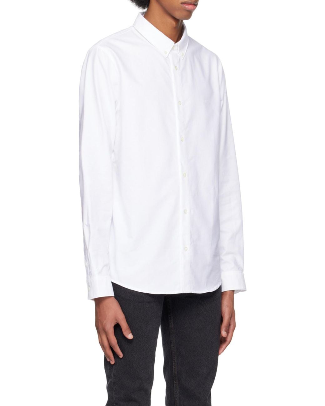 A.P.C. White Buttoned Long-Sleeved Shirt for men