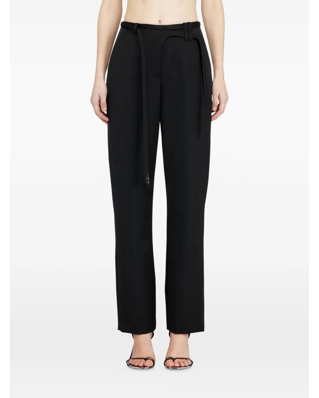 DIESEL Black Belted Straight-Leg Pants