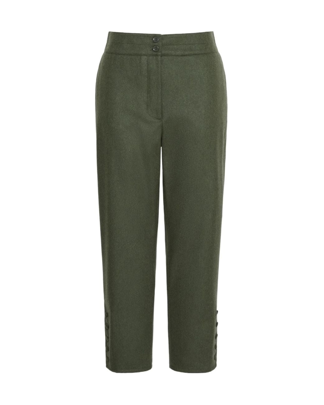Weekend by Maxmara Green Melange Wool-Blend Cropped Trousers