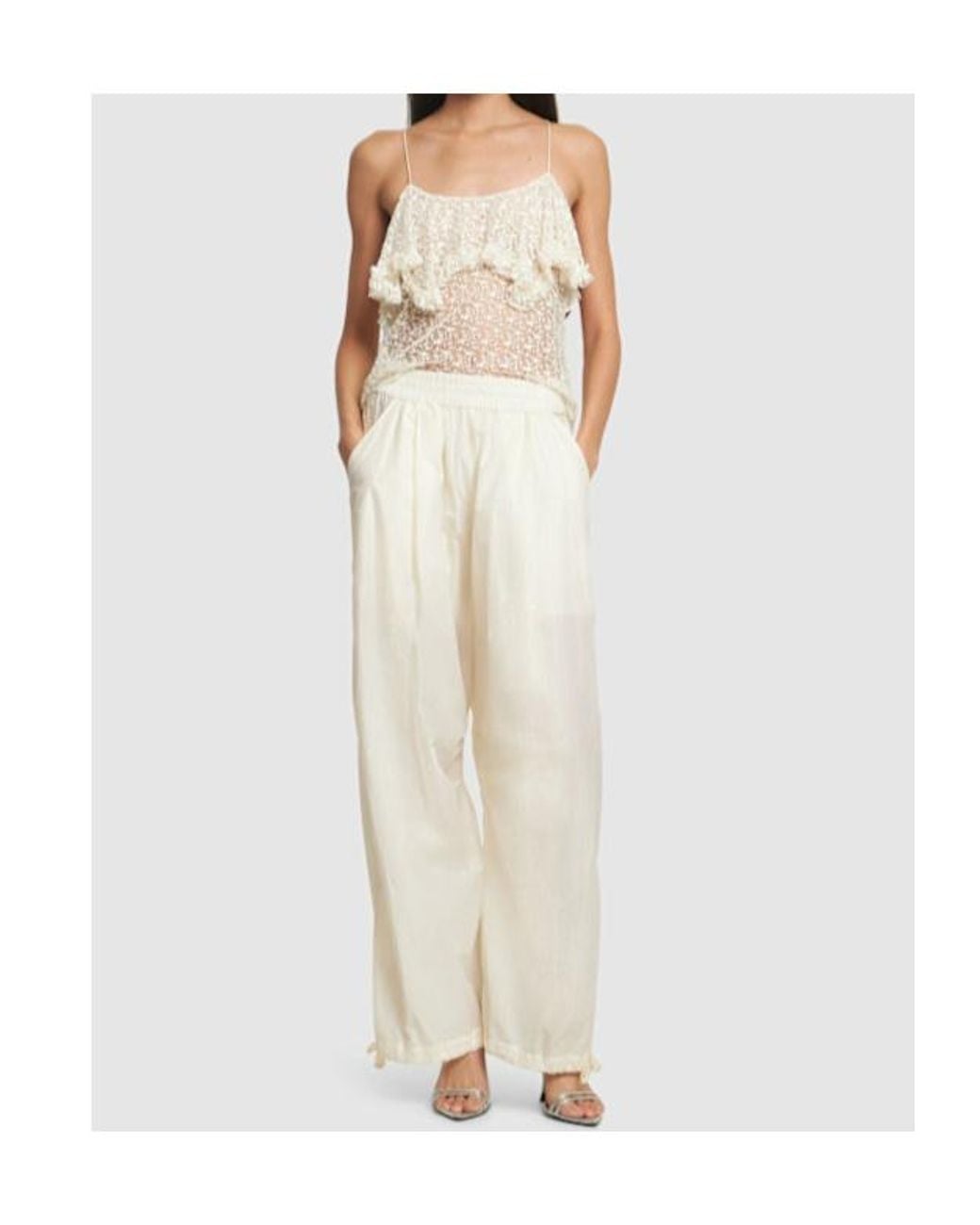 Philosophy Di Lorenzo Serafini White Elastic Waist Casual Pants