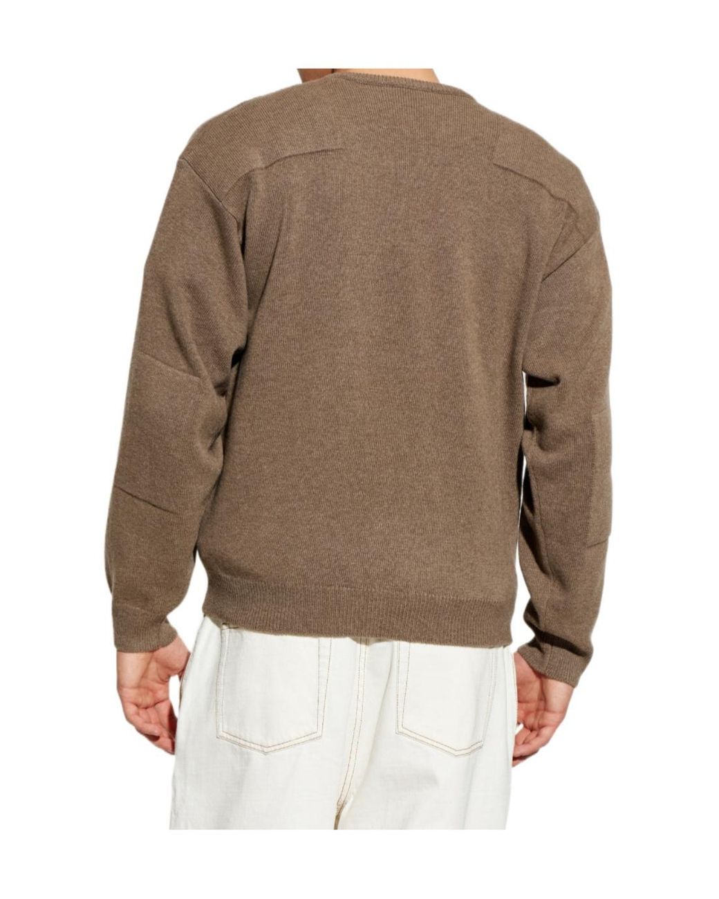 Jil Sander Brown V-Neck Knitted Sweater for men