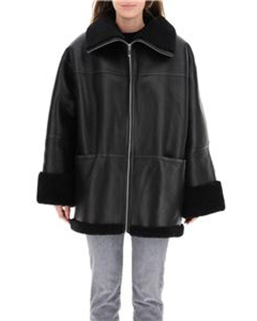 Totême Black Totême Trim Detailed Zip-Up Jacket
