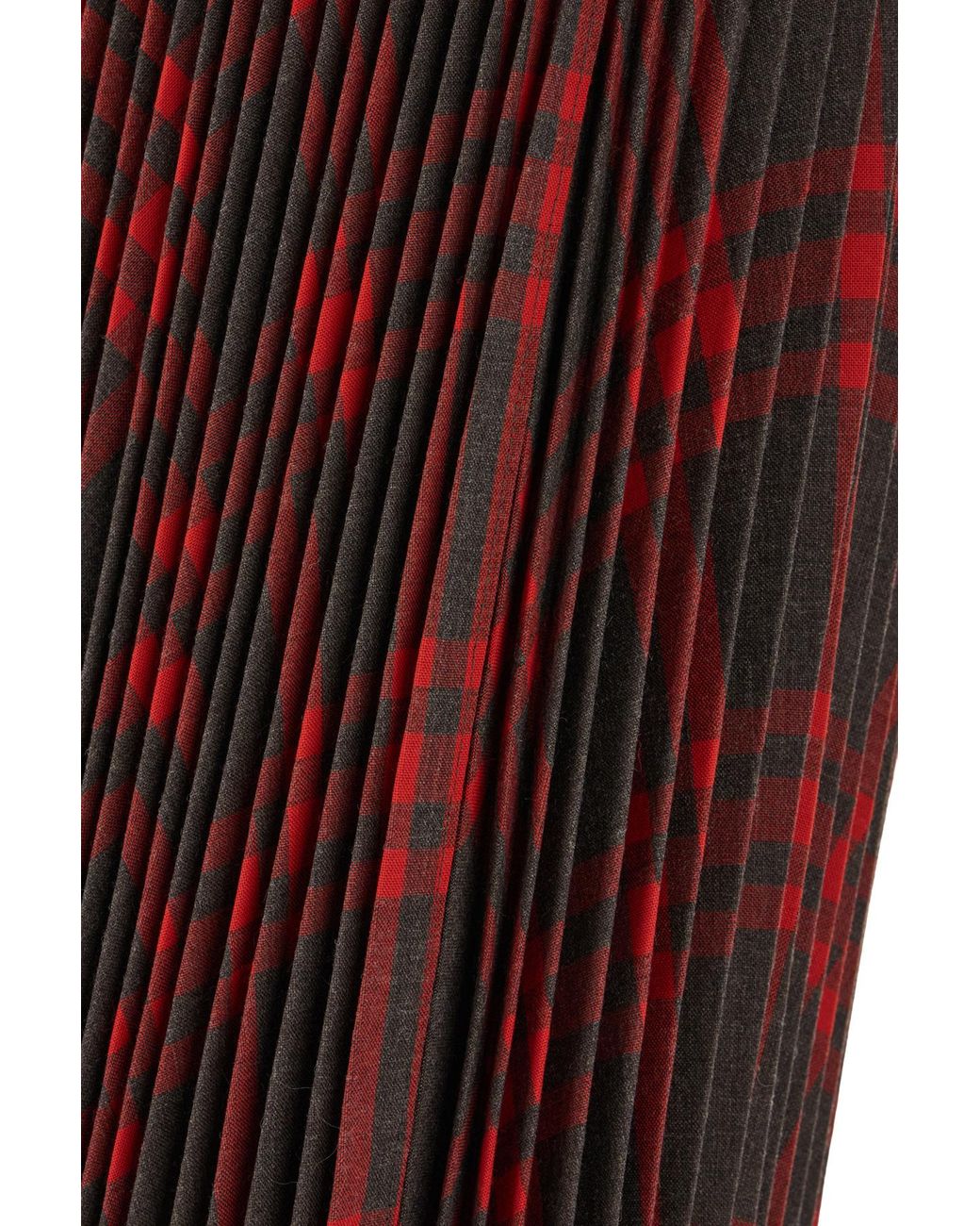 Burberry Purple Checked Pleated Zip-Detailed Skirt