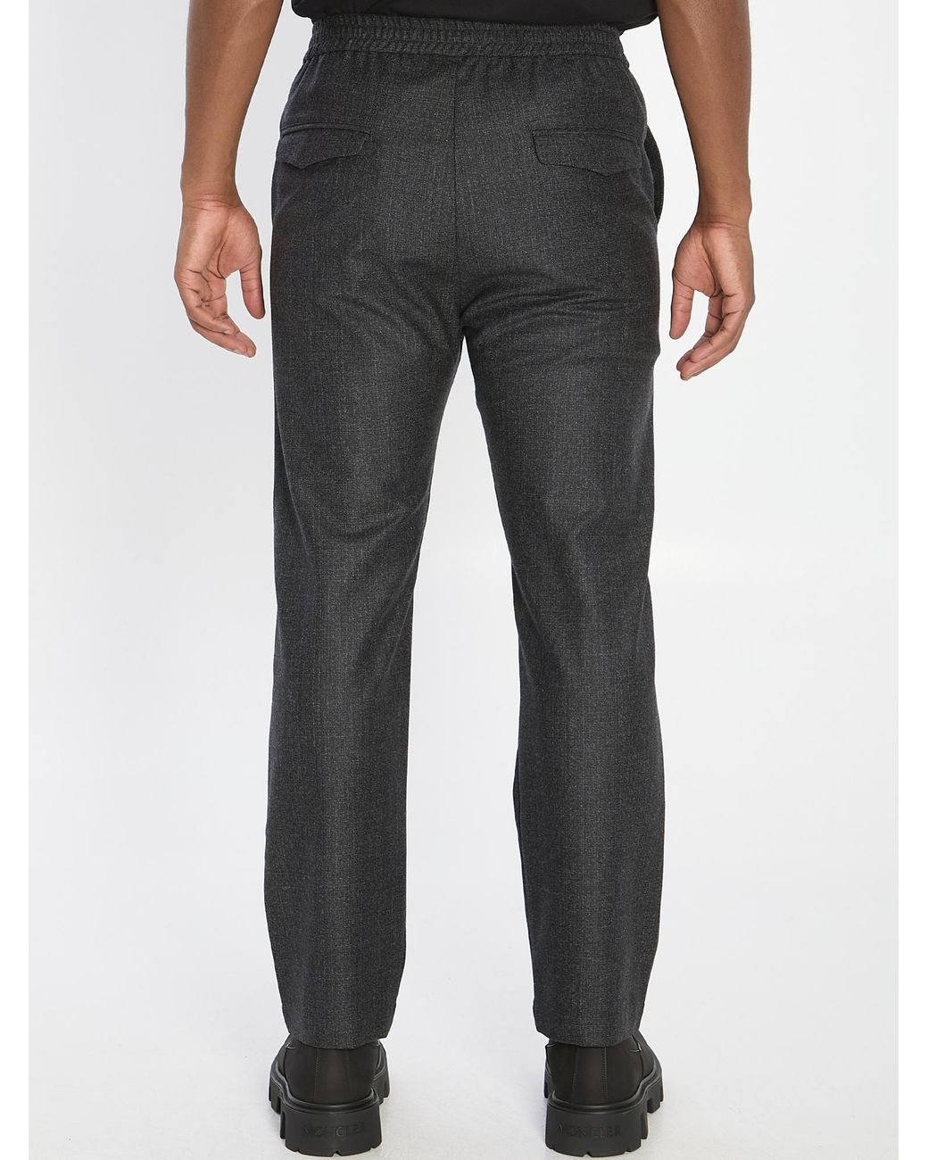 Barena Gray Elastic-Waistband Cotton Trousers for men
