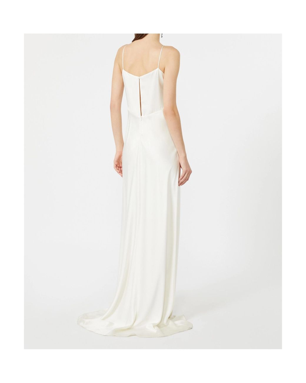 Max Mara White Silk V-Neck Maxi Dress