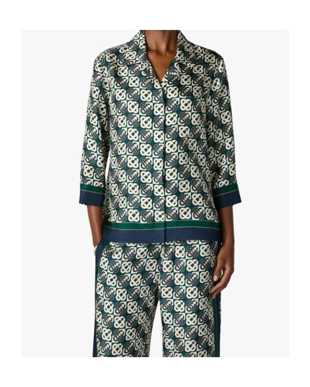 Casablanca Green Monogram-Print Shirt Pajama