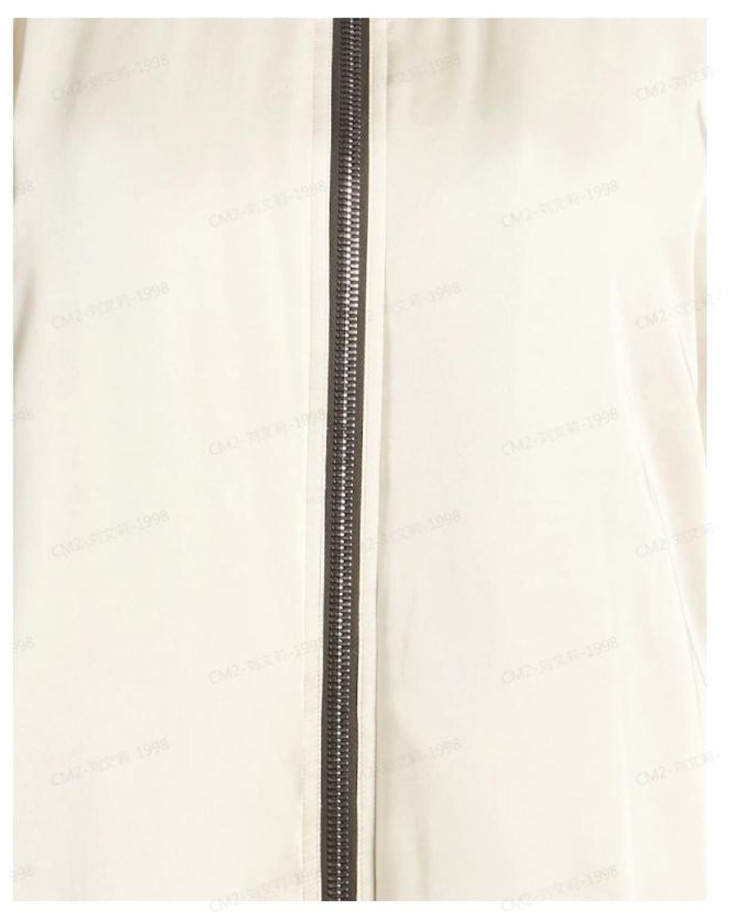 Rick Owens White Minimalist Satin Bomber Jacket