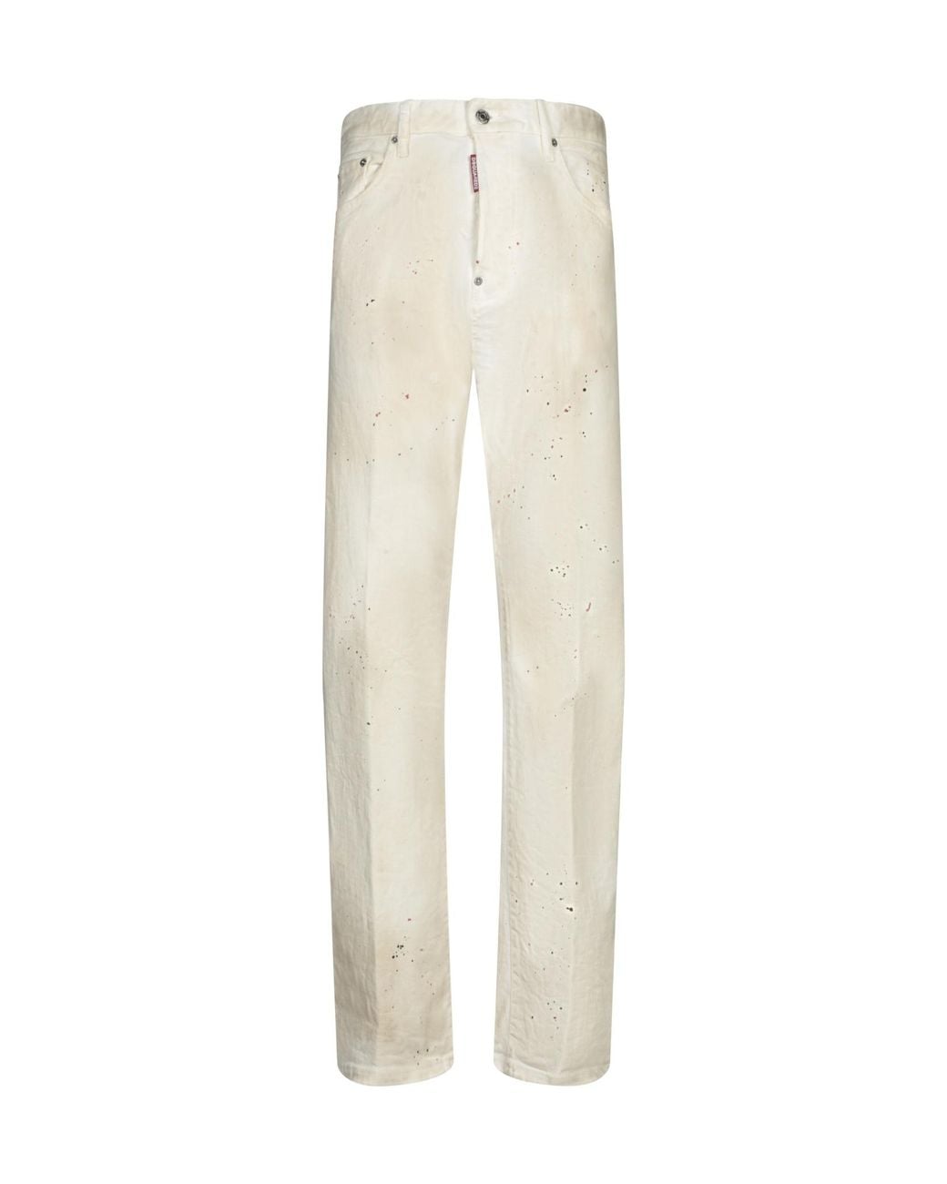 DSquared² White Paint Splatter Detailed Wide Leg Jeans for men