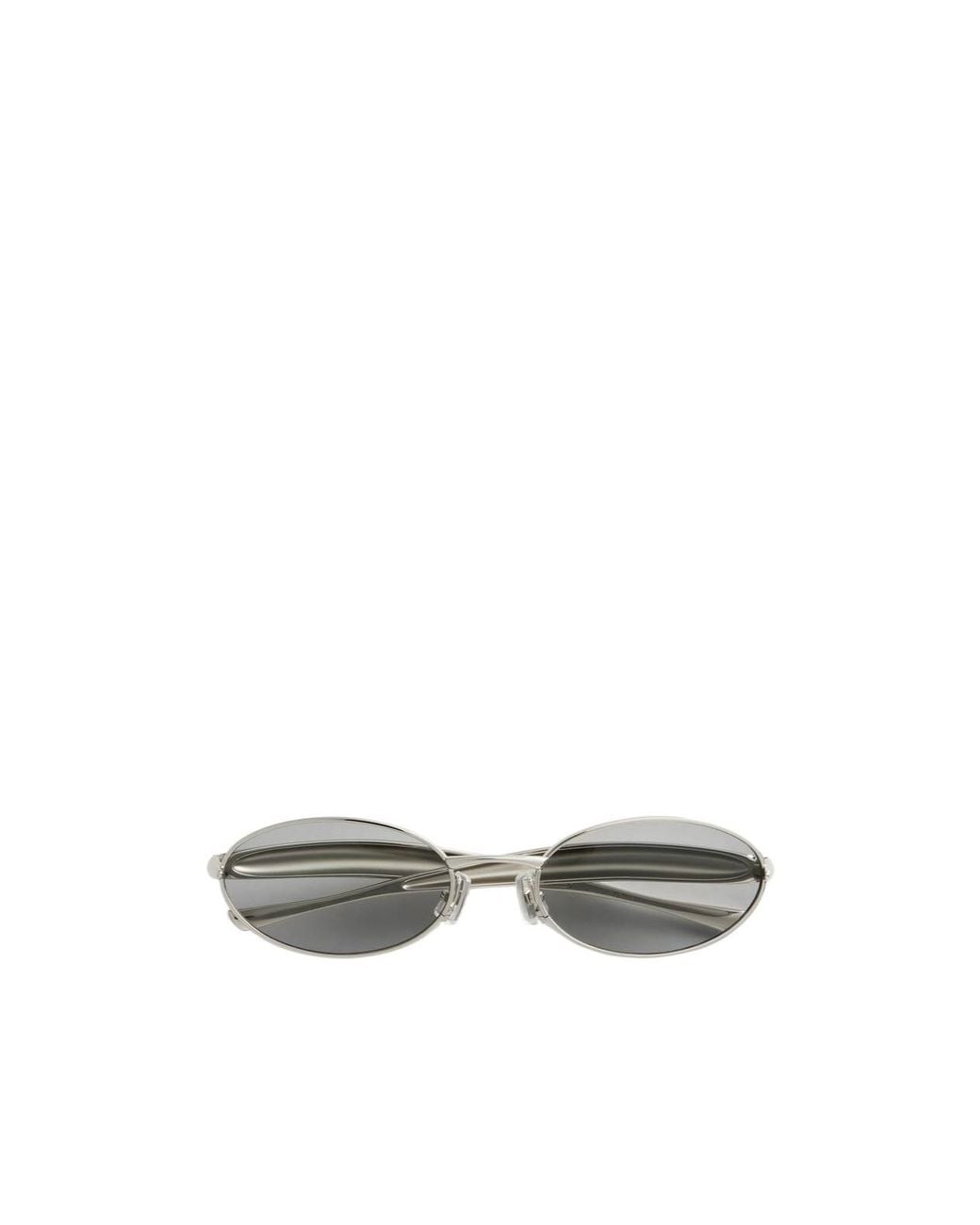 Bottega Veneta White Eyewear Sardine Oval Sunglasses