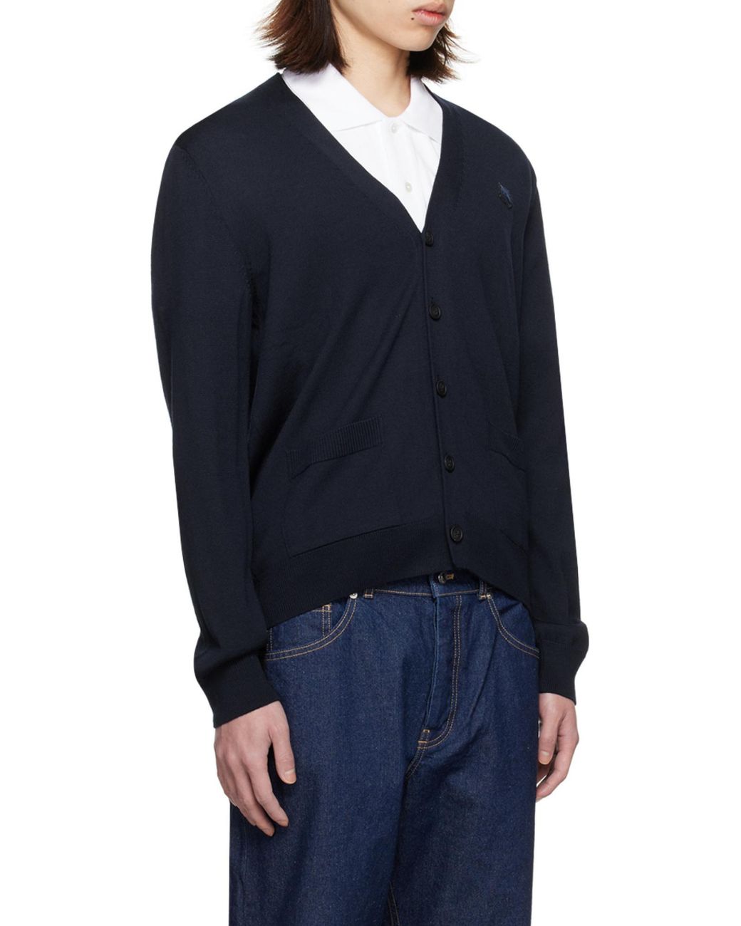 Maison Kitsuné Blue Maison Kitsuné Fox Head Patch Knit Cardigan for men