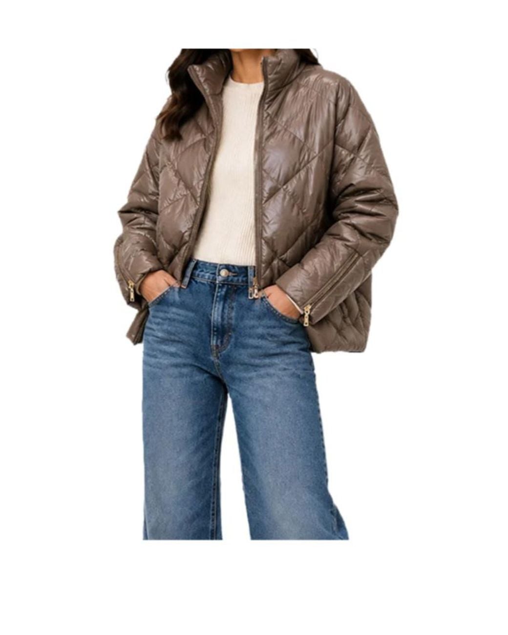 Twinset Blue Quilted Zip-Up Down Jacket