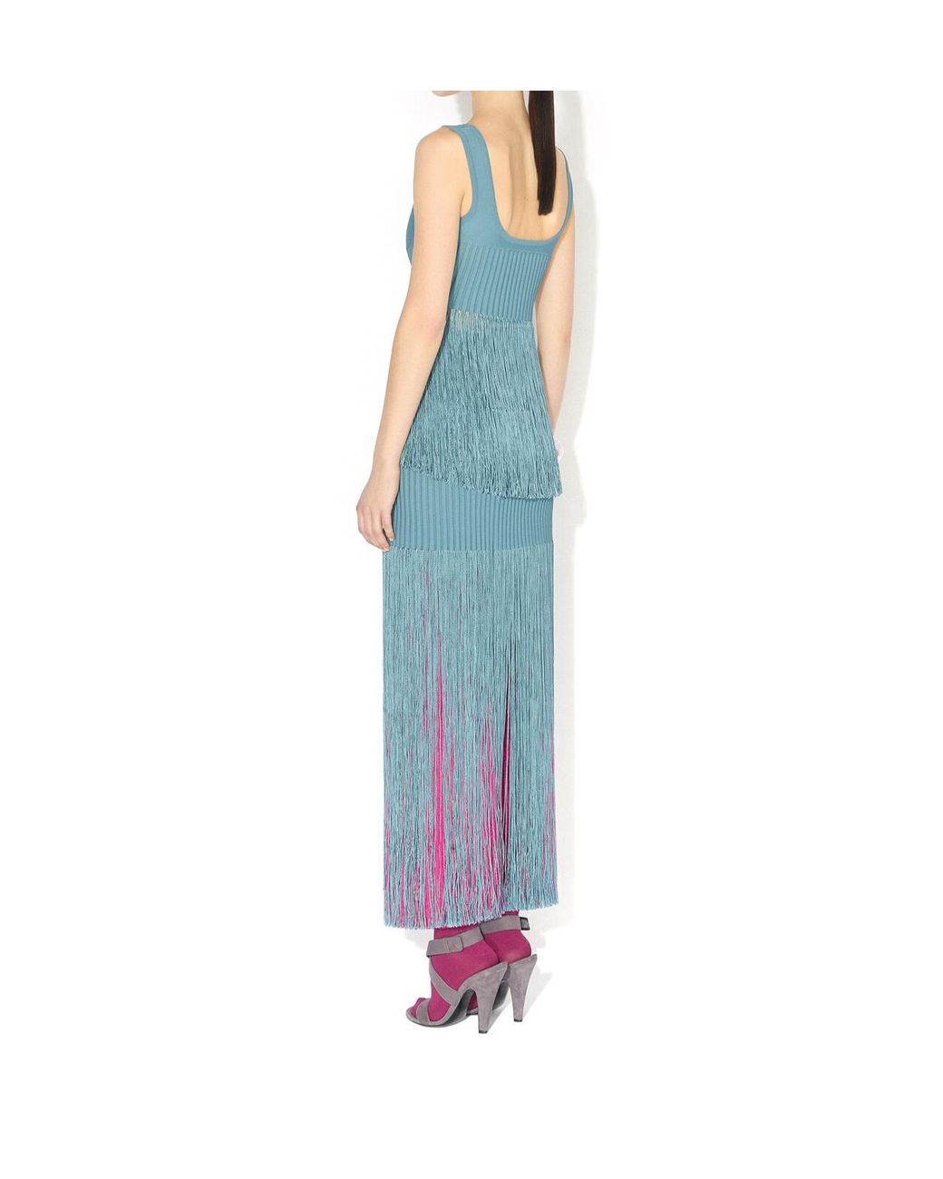 Alaïa Blue Fringed Tube Skirt