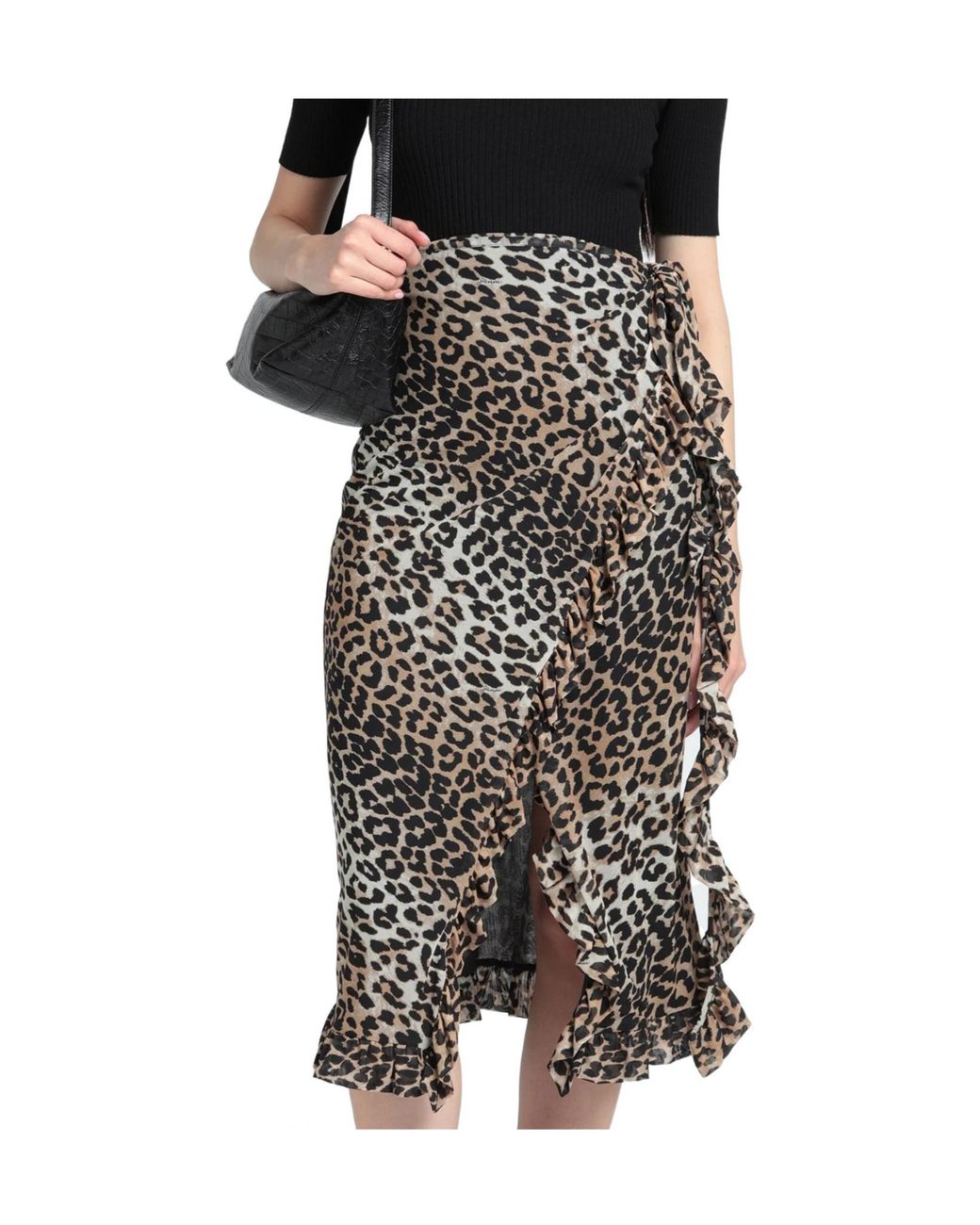 Ganni Natural Tulle Ruffled Midi Skirt