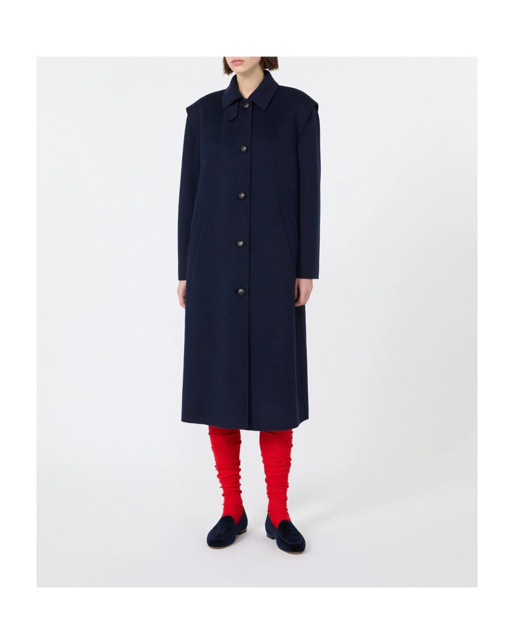 Weekend by Maxmara Blue Long Single-Breasted Coat