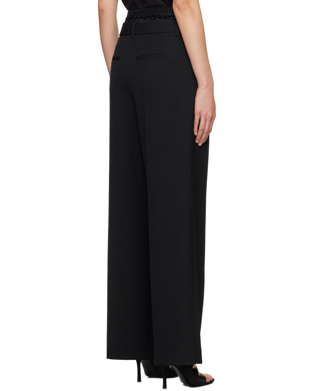 Alexander Wang Black Layered-Design Wool Trousers