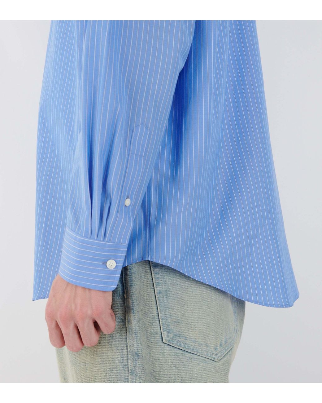 Auralee Blue Striped Shirt for men
