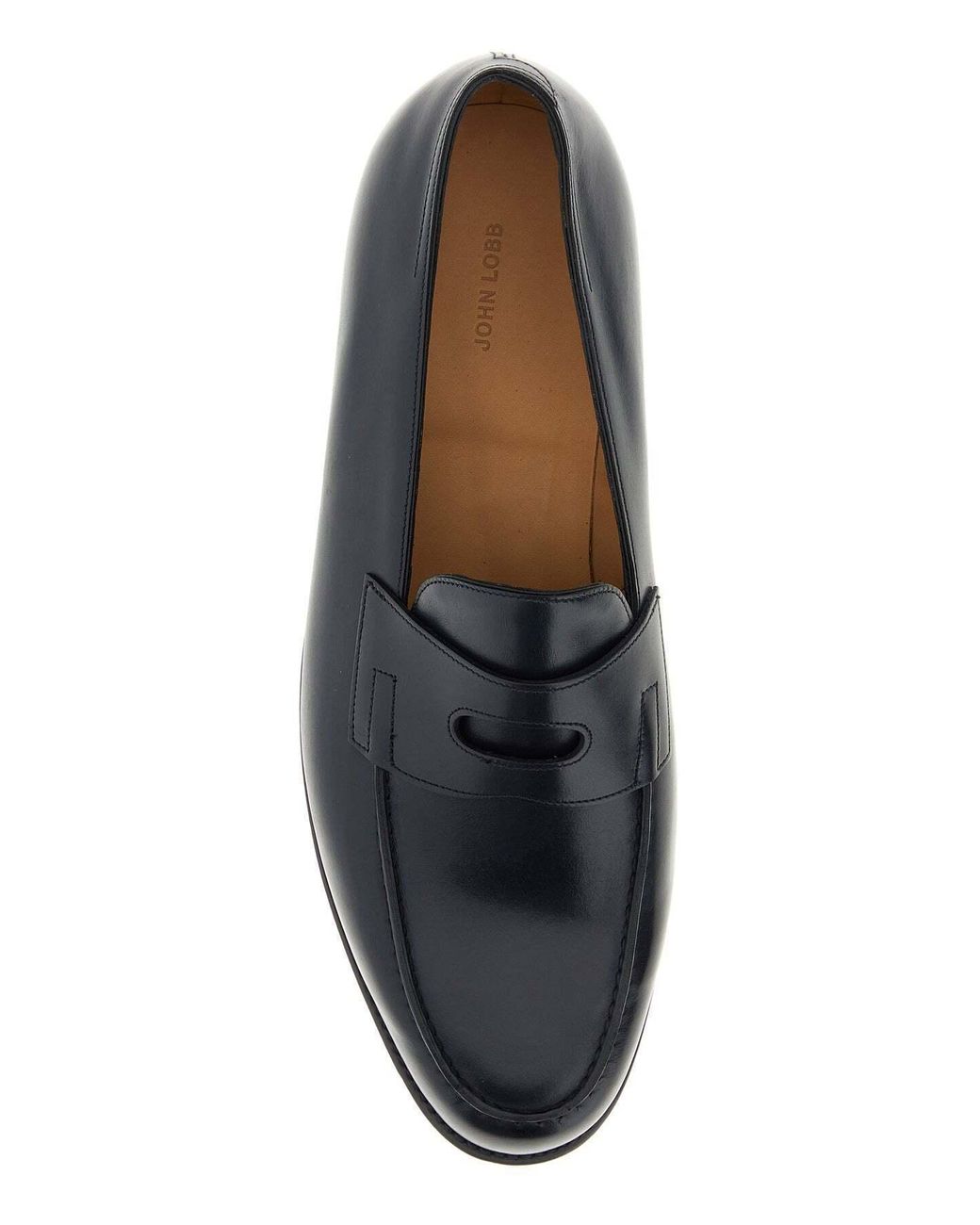 John Lobb Black Round-Toe Loafers for men