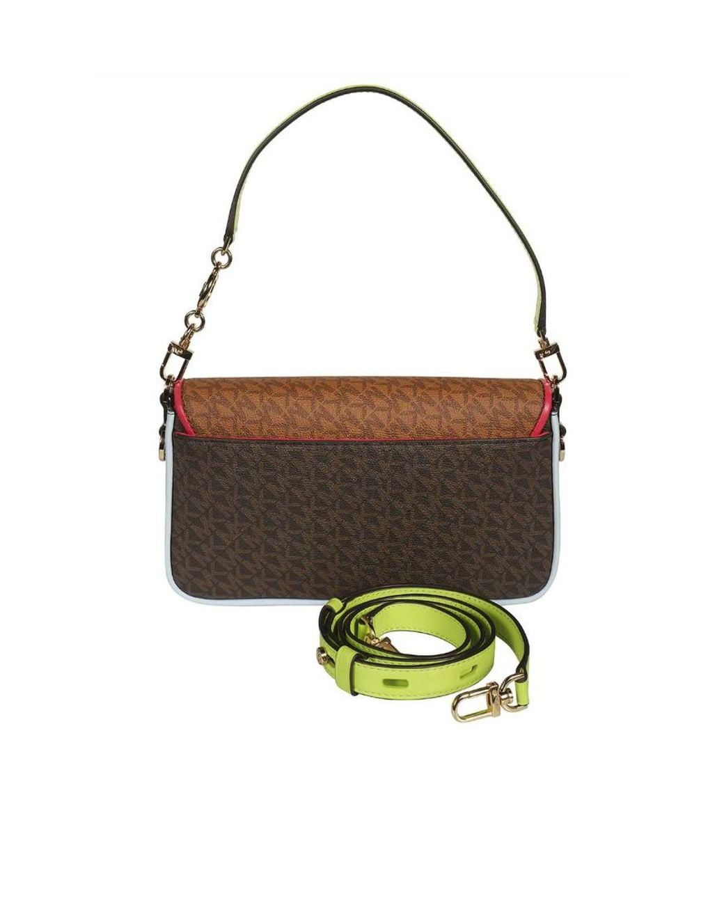 Michael Kors Brown Michael Bradshaw Small Color-Block Shoulder Bag