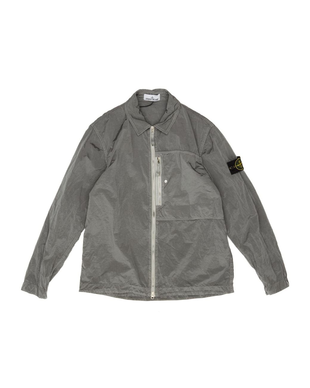 Stone Island Gray Zip-Up Regular-Fit Overshirt for men