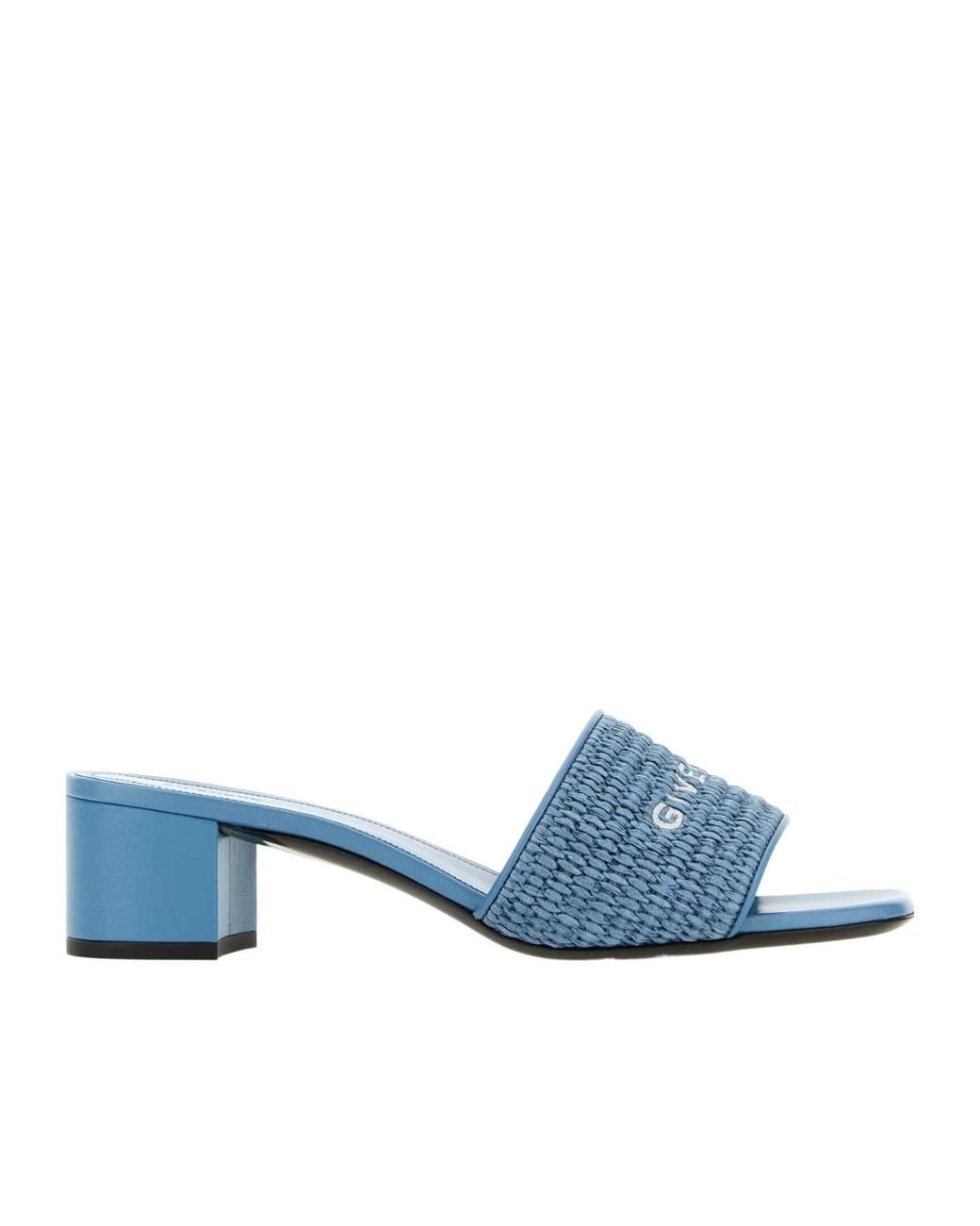 Givenchy Blue Logo Embroidered Heeled Sandals