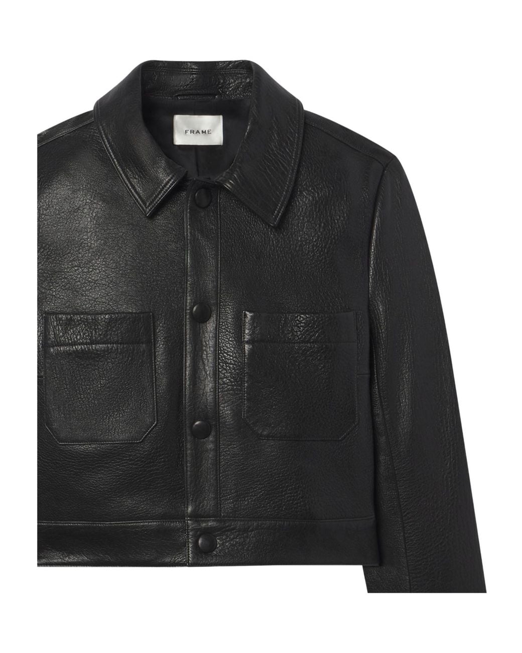 FRAME Black Cropped Button-Front Jacket