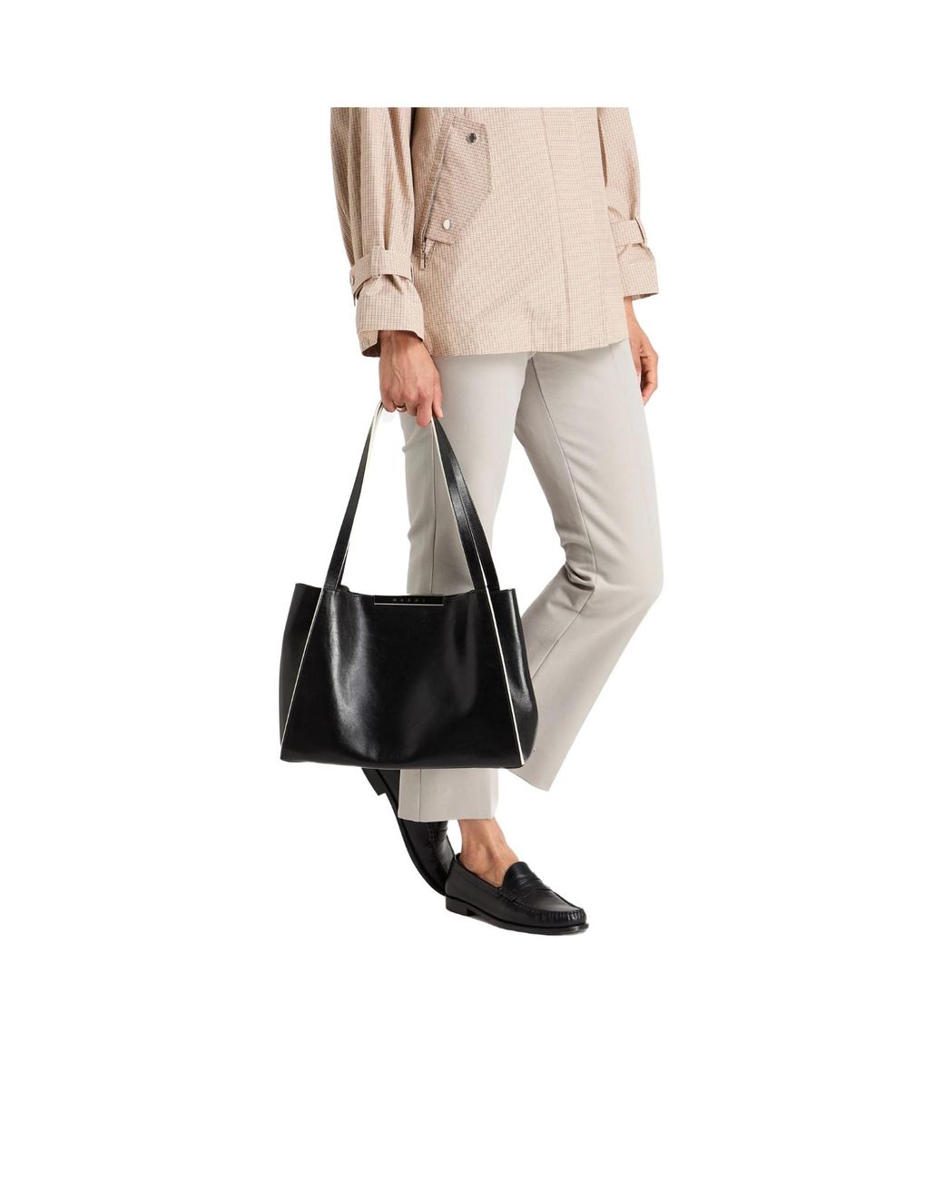 Marni Black Large Leather Tote Bag