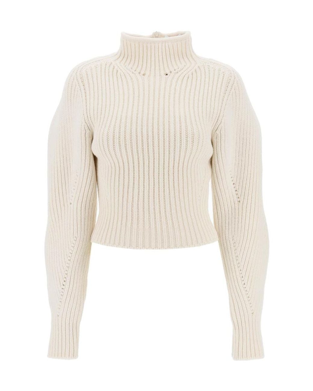 Alaïa White Rib Long-Sleeved Sweater