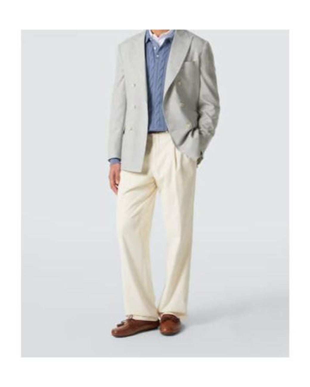 Ralph Lauren Blue Cable-Knit Cotton And Silk Polo Sweater for men
