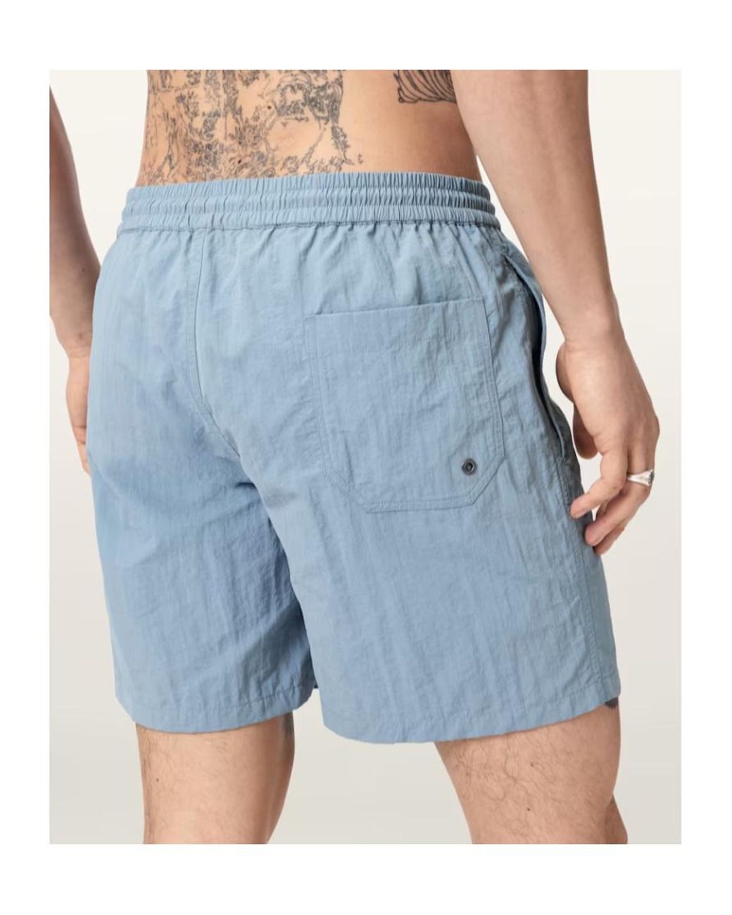 AllSaints Blue Underground Slim Fit Swim Shorts for men