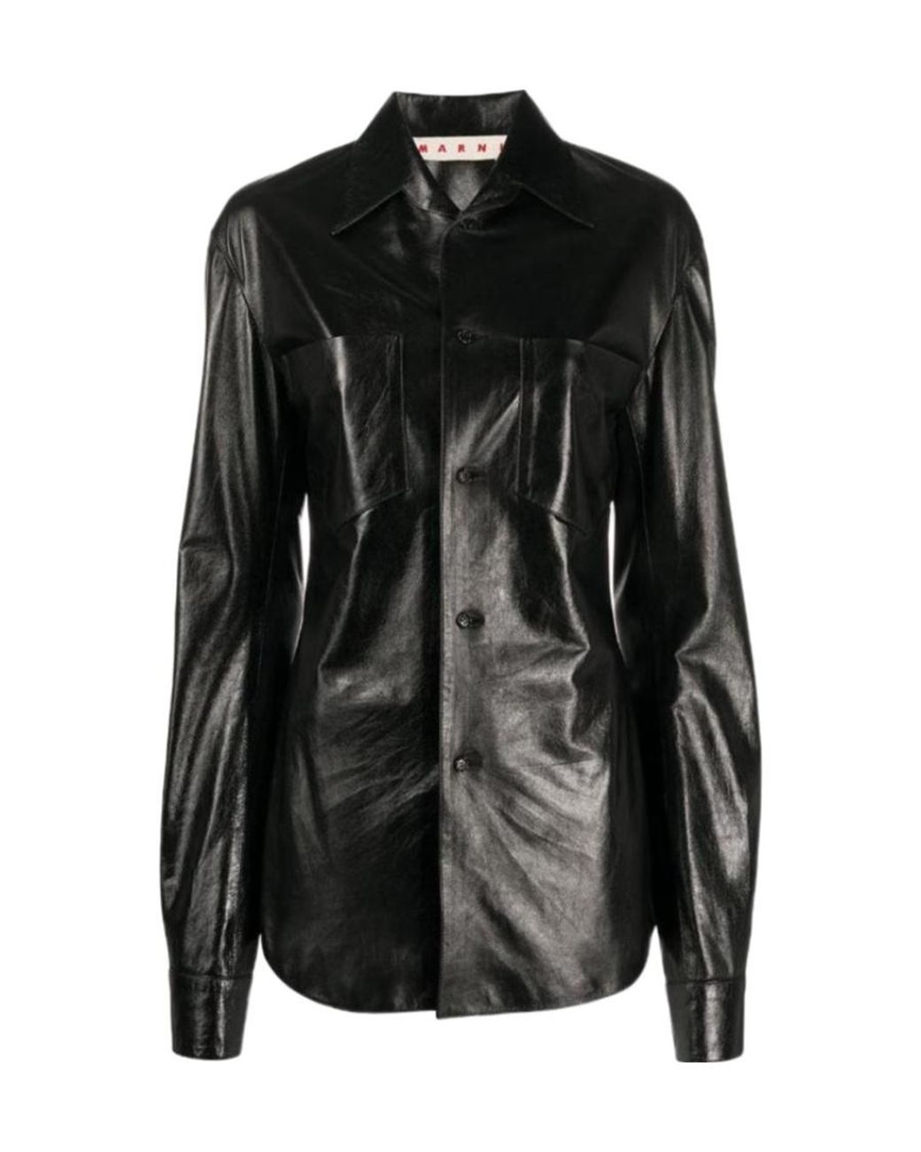Marni Black High-Shine Leather Shirt