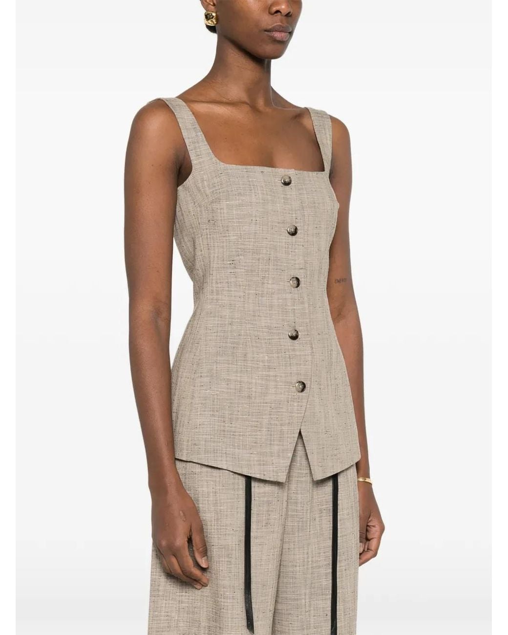 Nanushka Gray Square Neck Tailored Vest