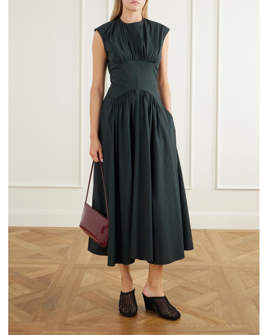 Proenza Schouler Black Cotton-Blend Midi Dress