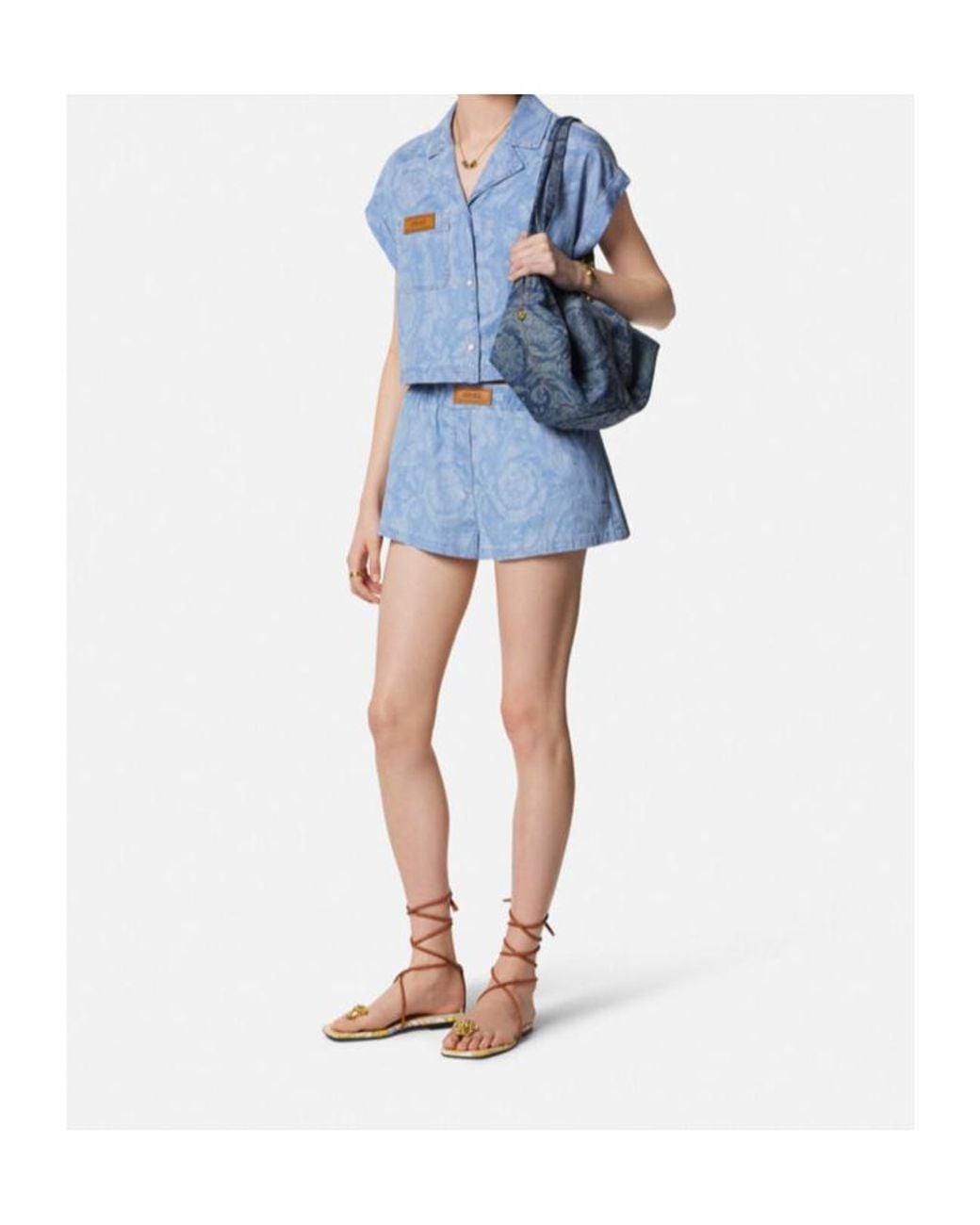 Versace Blue Barocco Jacquard Chambray Boxer Shorts