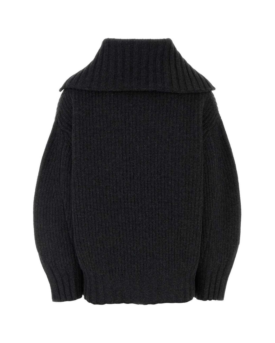 The Attico Black The Zip-Collar Knitted Sweater