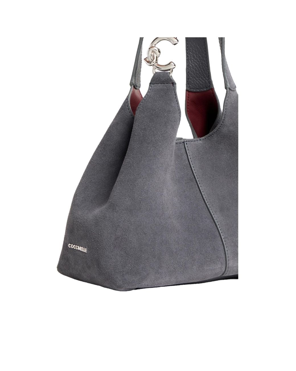 Coccinelle Gray Suede Leather Shoulder Bag